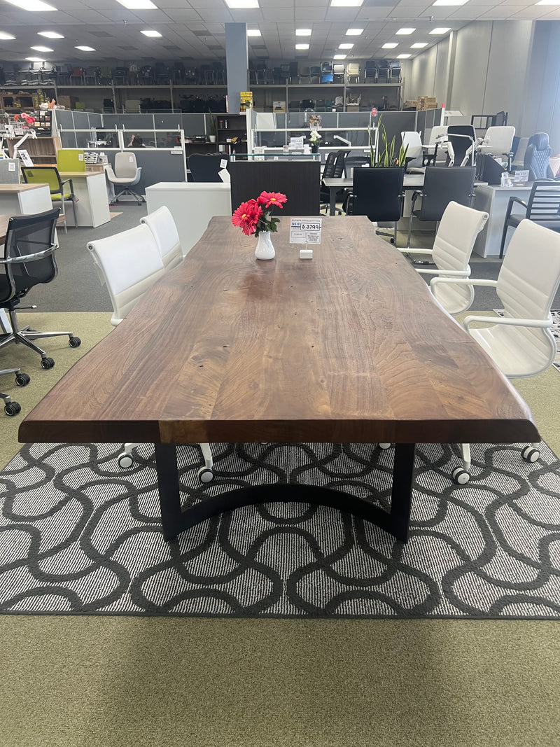 10 ft. Live Edge Solid Wood Table with curved steel bases