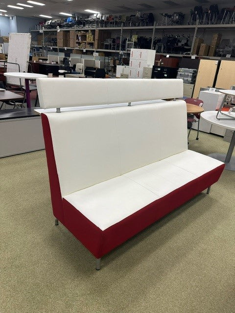 Used Arcadia Red and White Lobby Couch w/ Bar Height Table Attached