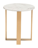 Zuo Modern Atlas End Table White & Gold - 100656