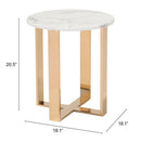 Zuo Modern Atlas End Table White & Gold - 100656