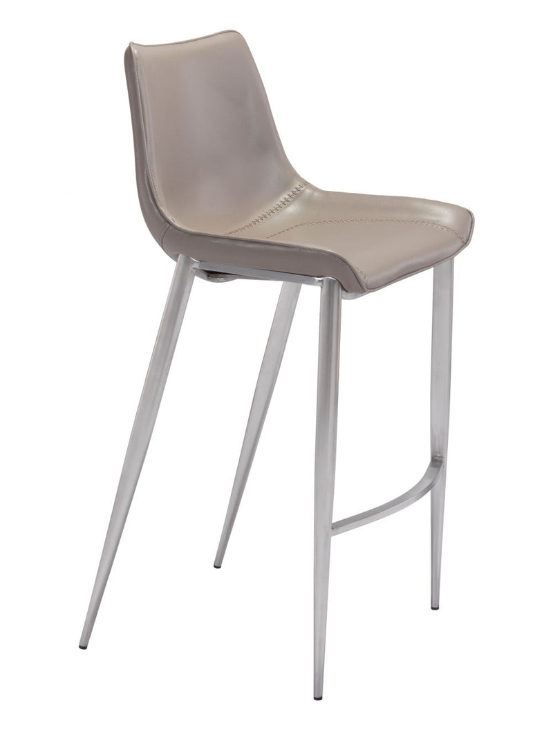 Zuo Modern Magnus Bar Chair Gray & Silver - 101274