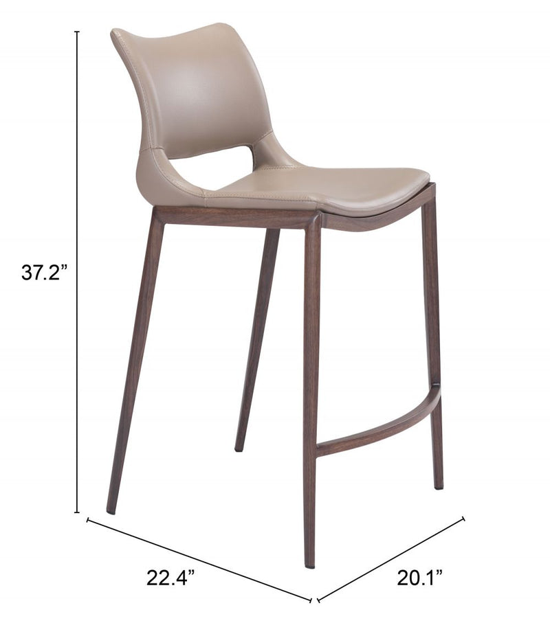 Wide Ace Counter Polyurethane Chair with Silver Frame, 37.2"H - 2 chairs per order by ZUO