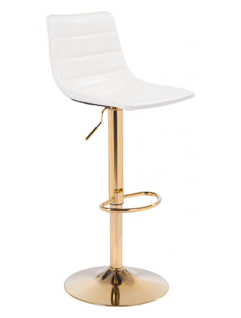 Zuo Modern Prima Bar Chair White & Gold - 101455