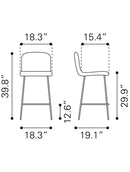 Var Gironde Barstool Counter Elegant Dining Stool by ZUO Modern