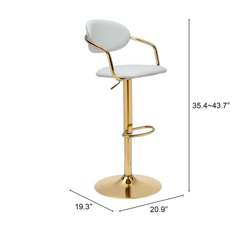 Zuo Modern Gusto Bar Chair White or Black & Gold