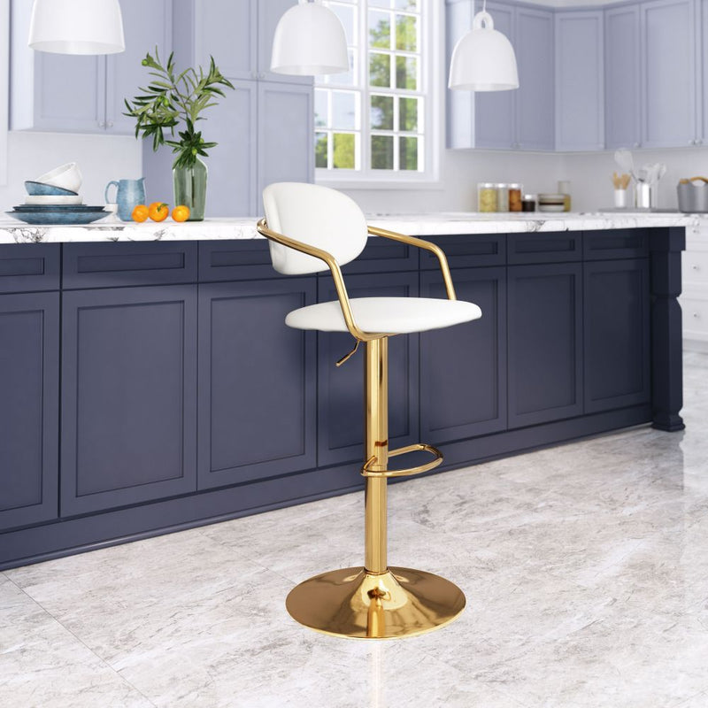 Zuo Modern Gusto Bar Chair White or Black & Gold