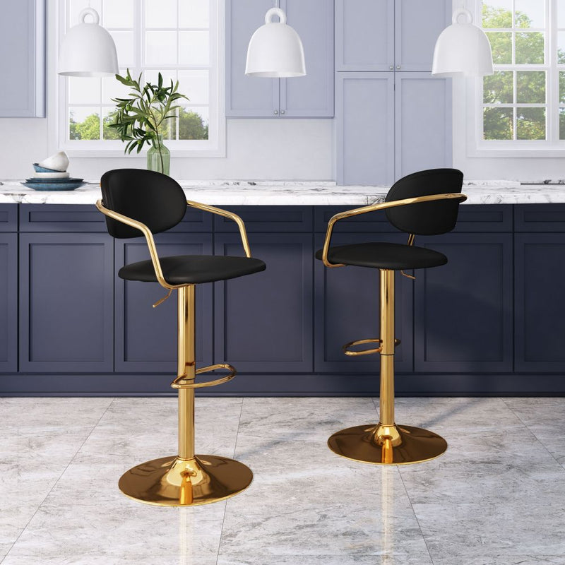 Zuo Modern Gusto Bar Chair White or Black & Gold