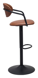 Zuo Modern Kirby Barstool Vintage Black or Brown Leather & Black Base