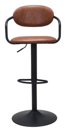 Zuo Modern Kirby Barstool Vintage Black or Brown Leather & Black Base