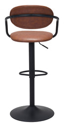 Zuo Modern Kirby Barstool Vintage Black or Brown Leather & Black Base