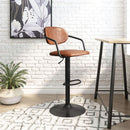 Zuo Modern Kirby Barstool Vintage Black or Brown Leather & Black Base