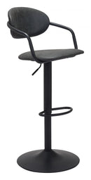 Zuo Modern Kirby Barstool Vintage Black or Brown Leather & Black Base