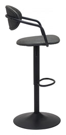 Zuo Modern Kirby Barstool Vintage Black or Brown Leather & Black Base