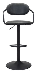 Zuo Modern Kirby Barstool Vintage Black or Brown Leather & Black Base