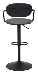 Zuo Modern Kirby Barstool Vintage Black or Brown Leather & Black Base
