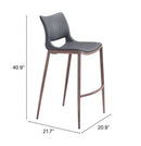 Ace Bar Stool Polyurethane Chair with Silver Frame 40.9"H - 2 chairs per order by ZUO