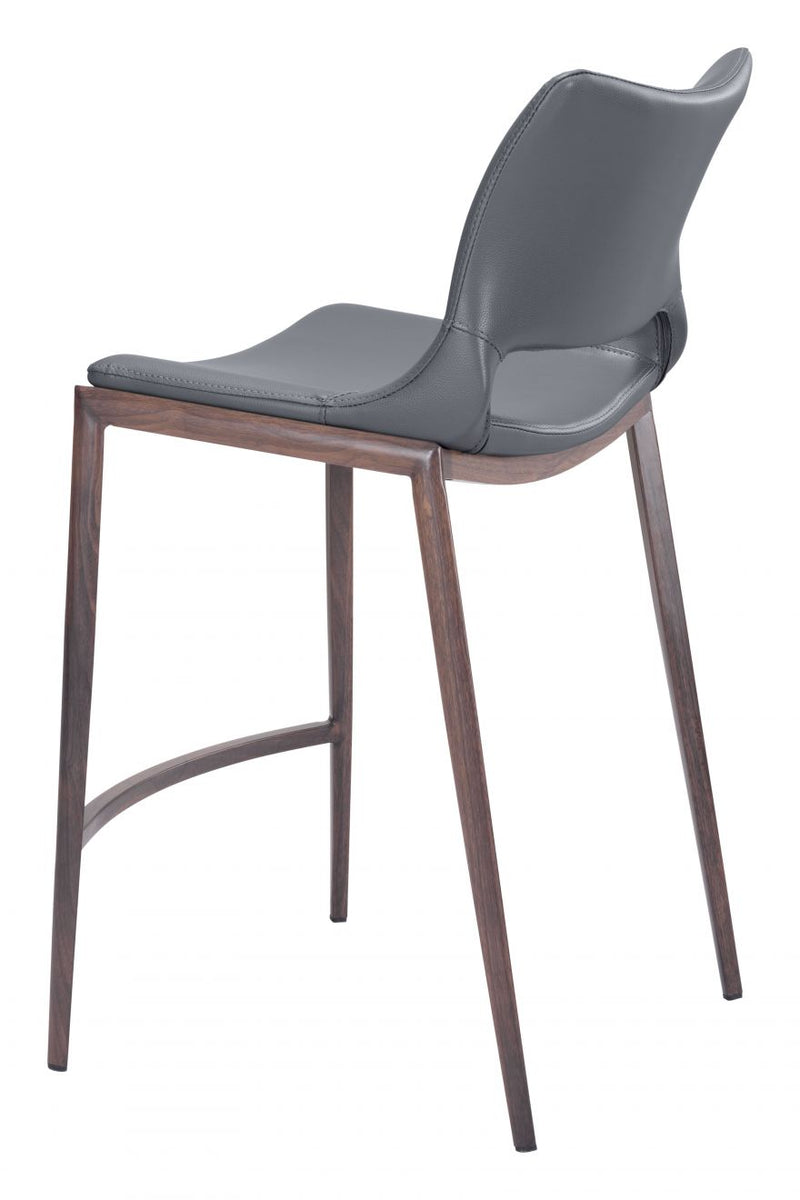 Wide Ace Counter Polyurethane Chair with Silver Frame, 37.2"H - 2 chairs per order by ZUO