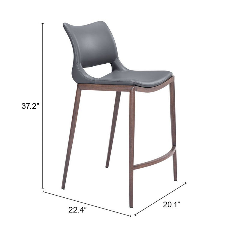 Wide Ace Counter Polyurethane Chair with Silver Frame, 37.2"H - 2 chairs per order by ZUO