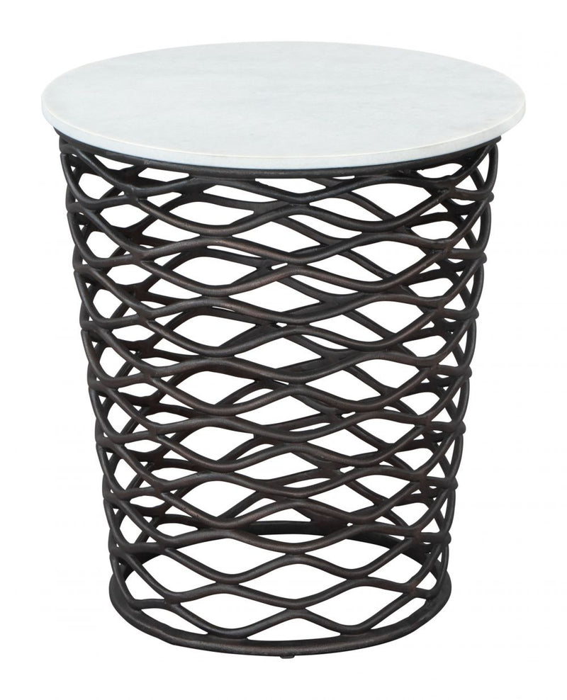 Zuo Modern King Side Table White & Antique Black - 109455