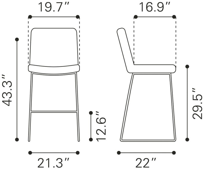 Zuo Modern Mode Bar Chair White - 109483 - 2 chairs per order