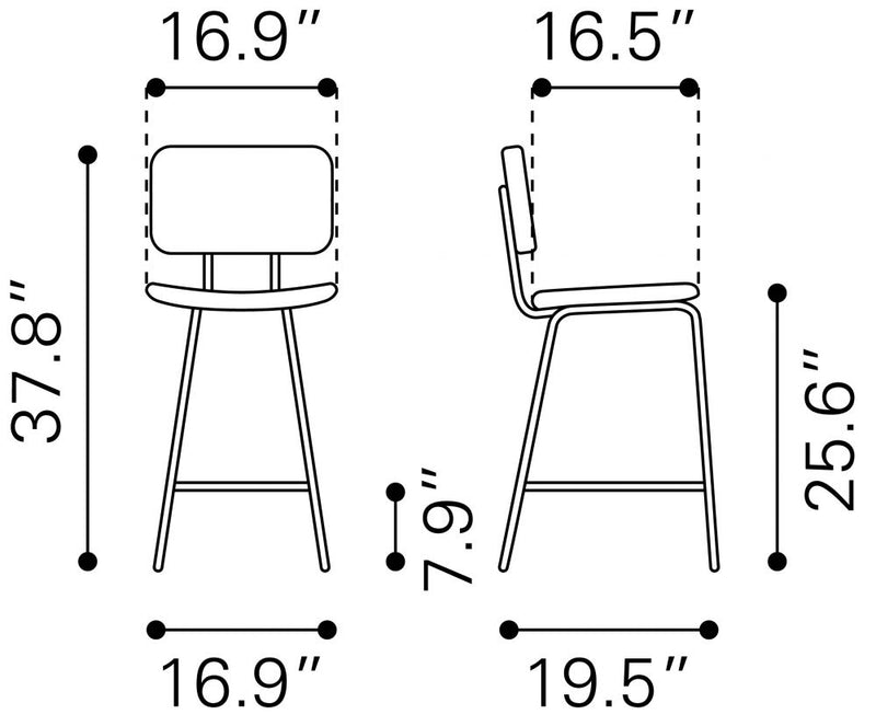 Zuo Modern Boston Counter Chair Vintage Black - 109504 - 2 chairs per order