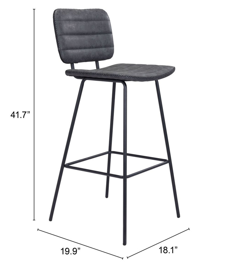 Zuo Modern Boston Bar Chair Vintage Black - 109505 - 2 chairs per order