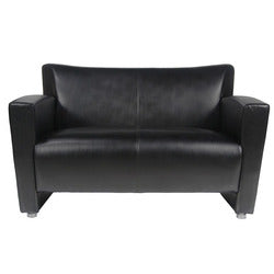 Two Seater Black Leather Sofa
