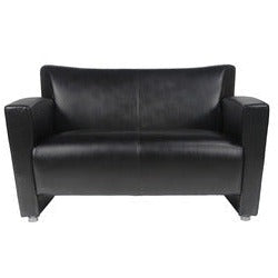 Two Seater Black Leather Sofa