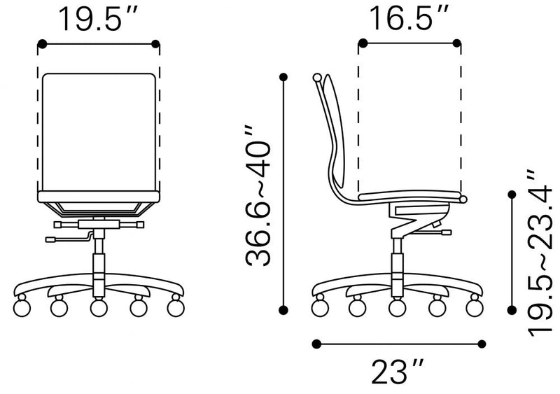 Lider Plus Armless Polyurethane Office Chair by ZUO