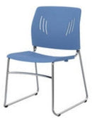STACKING CHAIR-LT BLUE/CHROME
