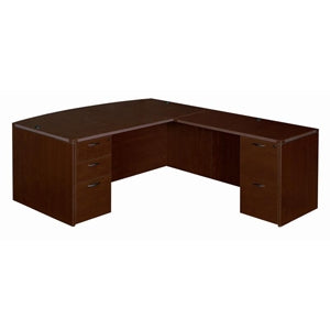 CHERRYMAN AMBER BOWFRONT L-DESK, FULL PEDESTALS AM32NFP