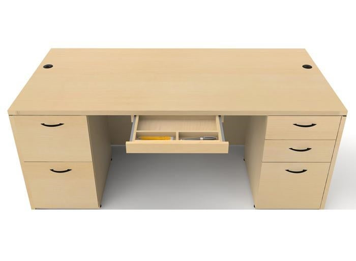 KRUG  REFINISHED 30” x 66” “L” Desk Light Cherry - Office Furniture Outlet  - Used Office Furniture