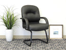 Boss Mid Back Leather Guest Chair In Black B7409