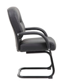Boss Mid Back Leather Guest Chair In Black B7409