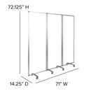 FLASH Raisley Transparent Acrylic Mobile Partition with Lockable Casters, 72"H x 24"L (3 Sections Included) - BR-PTT001-3-AC-60183-GG