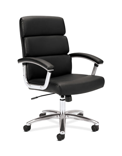 HON Basyx VL103 Executive Mid-Back Chair, Black Leather