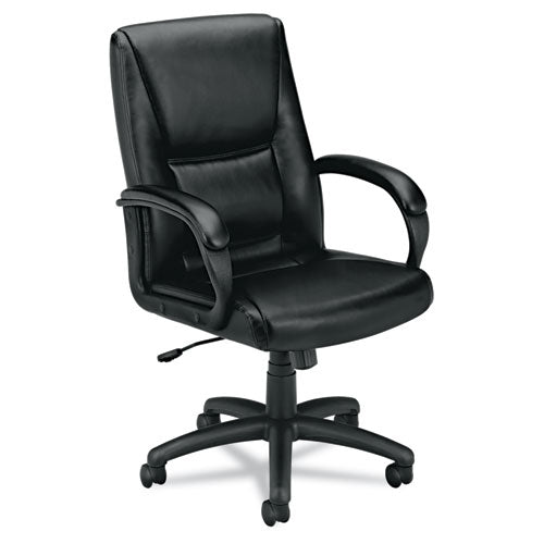 Basyx VL161 Executive Mid-Back Chair, Black Leather