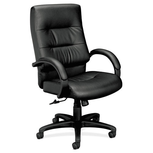 HON Basyx HVL691 Executive High-Back Leather Chair, Black Leather
