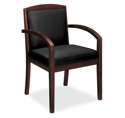 HON Basyx HVL853 Wood Guest Chairs with Black Leather