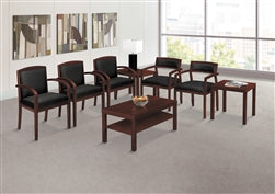HON Basyx HVL853 Wood Guest Chairs with Black Leather