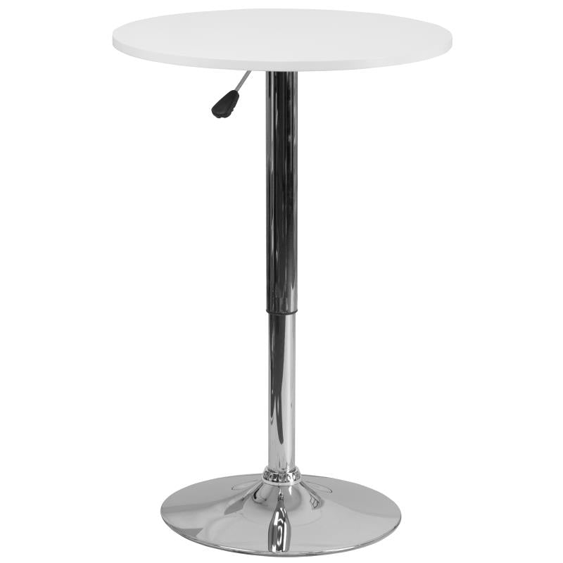 FLASH Pearl 23.75'' Round Adjustable Height White Wood Table - CH-2-GG