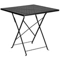 FLASH Oia 28" Square Steel Indoor-Outdoor Folding Pation Table - CO-1-GG