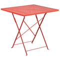 FLASH Oia 28" Square Steel Indoor-Outdoor Folding Pation Table - CO-1-GG