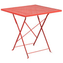 FLASH Oia 28" Square Steel Indoor-Outdoor Folding Pation Table - CO-1-GG