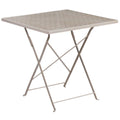 FLASH Oia 28" Square Steel Indoor-Outdoor Folding Pation Table - CO-1-GG