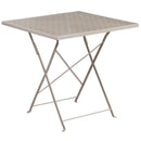 FLASH Oia 28" Square Steel Indoor-Outdoor Folding Pation Table - CO-1-GG