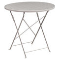 FLASH Oia 30" Round Indoor-Outdoor Steel Folding Patio Table - CO-4-GG