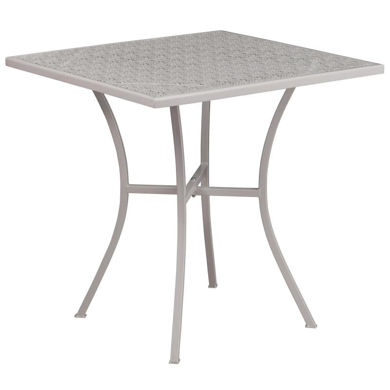 FLASH Oia 28" Square Indoor-Outdoor Steel Folding Patio Table - CO-5-GG