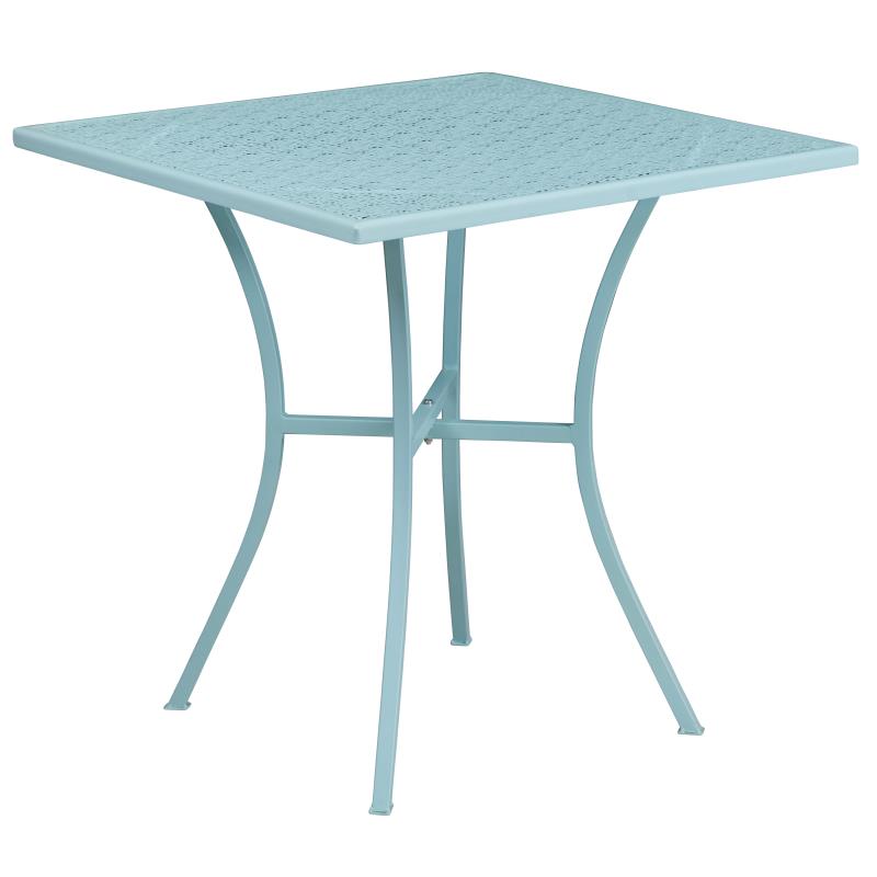 FLASH Oia 28" Square Indoor-Outdoor Steel Folding Patio Table - CO-5-GG