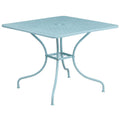 FLASH Oia 35.5" Indoor-Outdoor Steel Patio Table w/ Umbrella Table - CO-6-GG